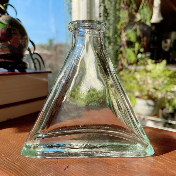 Triangle Vintage Cottagecore Witch Glass Bottle Vase 3.5 in.